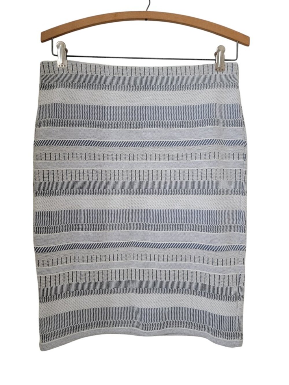 LOFT Size S Blue-Gray & White Textured Knit Mini Skirt, Pull On Styling